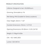 2Pk Radiance LPC 0095 LED Downlight 3000k 5W 320-340lm Dimmable  - Prism One