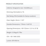 2Pk Radiance LPC 0170 LED Downlight 3000-4500K 10.6W 870-950lm Dimmable  - Prism One