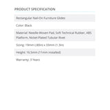 CrystalGlide Classic Nail-On 19mm (0.8in) x 33mm (1.3in) Premium Floor Protection  - Prism One