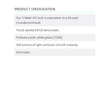 5Pk LED Bulb 5W (40W equivalent) B35/C35 Dimmable E12  - Prism One